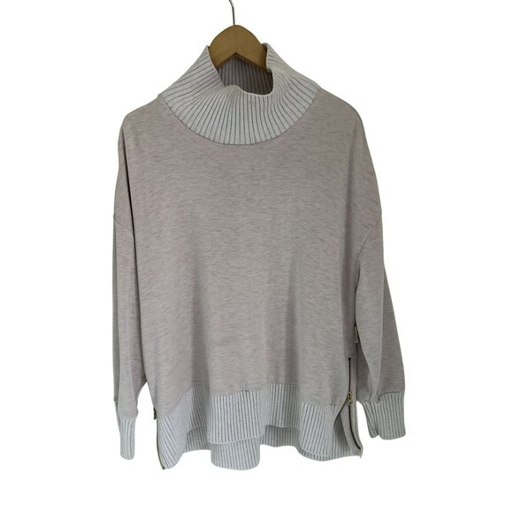 Varley Barker Oversized High Neck Sweater Oversized Side Zipper Detail Pale Pin - Picture 2 of 11